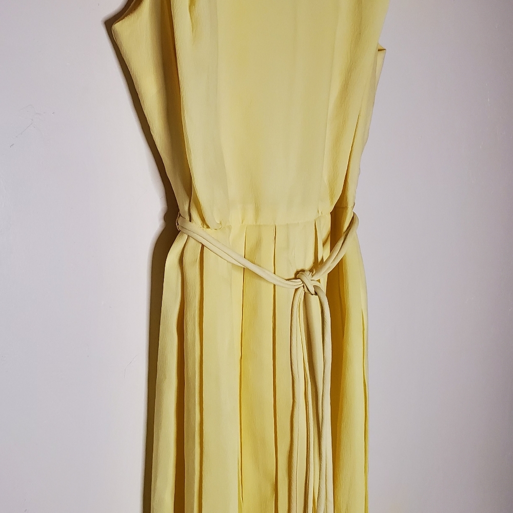 Dandelion Breeze Pastel Yellow Sleeveless Pleated Vintage 60s Dress - Picture 14 of 16